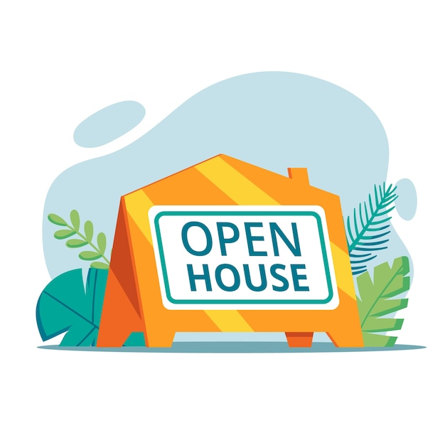 Free vector open house sign concept