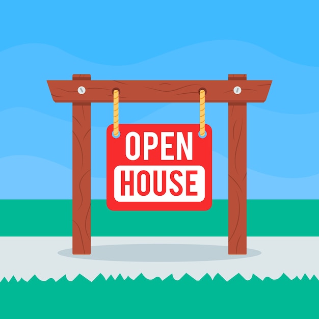 Free vector open house sign illustration