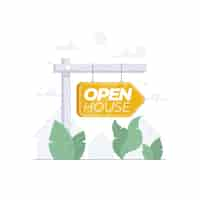 Free vector open house sign real estate concept