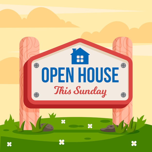 Free vector open house sign realistic style