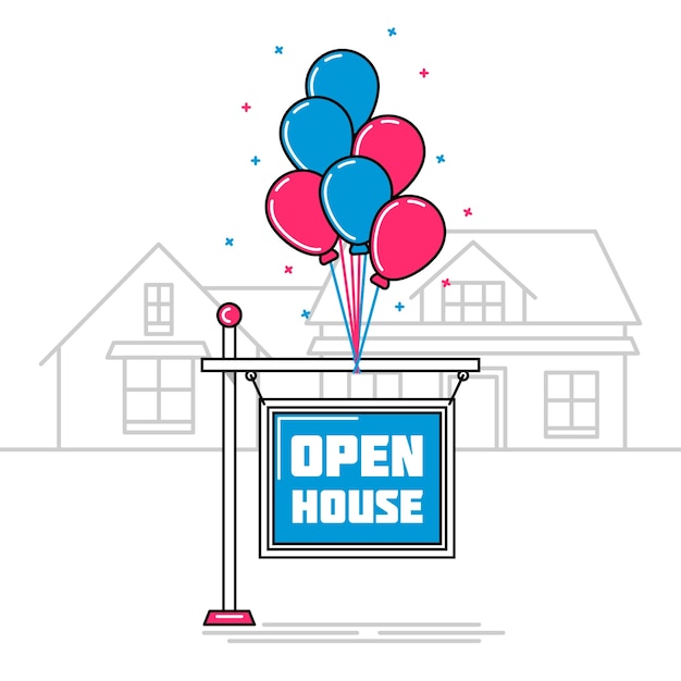 Free vector open house sign theme