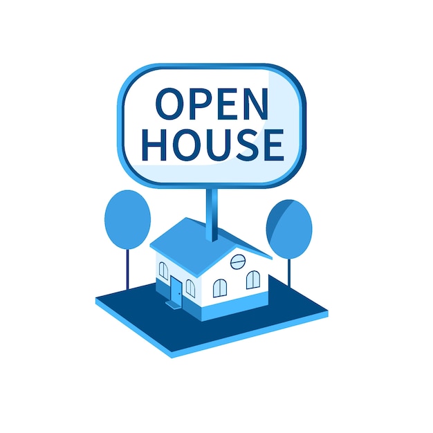 Бесплатное векторное изображение Знак открытых дверей с домом