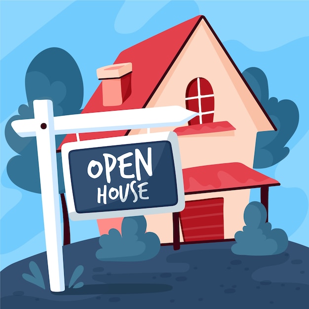 Free vector open house sign