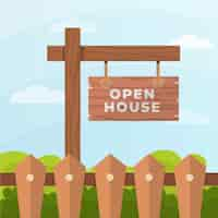 Free vector open house sign