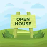 Free vector open house sign
