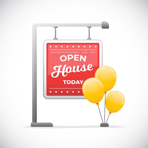 Free vector open house sign