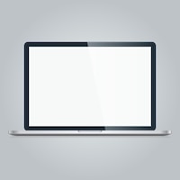 免费矢量打开现代笔记本电脑与空白屏幕隔离在白色