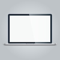 Open modern laptop with blank screen isolated on white