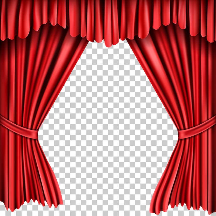 Free Vector open red silk curtains