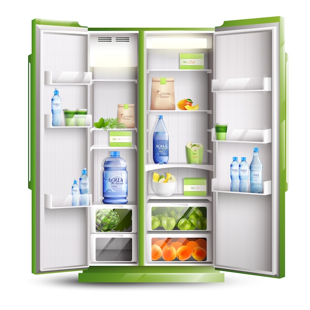Бесплатное векторное изображение Открытый холодильник