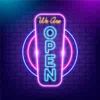 Free vector open shop sign in neon lights