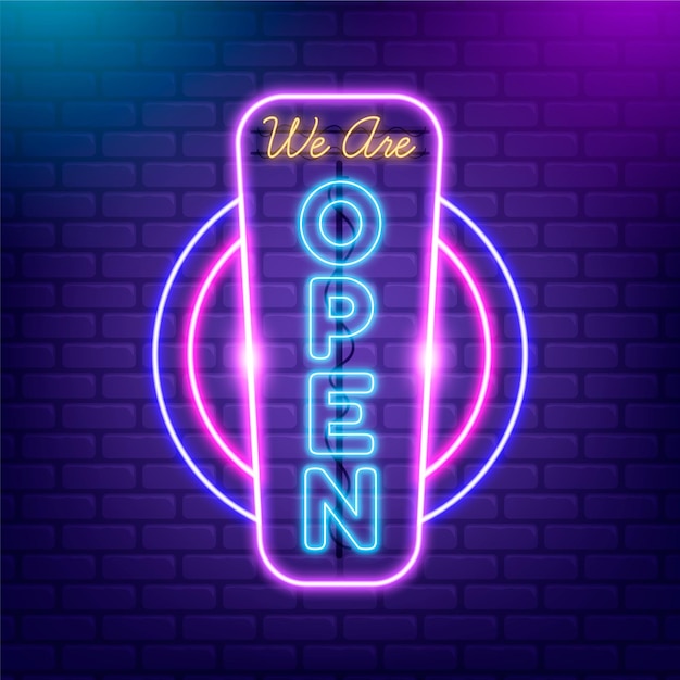 Open shop sign in neon lights