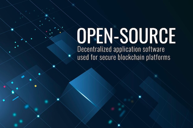 Vettore gratuito modello di tecnologia open source in tonalità blu scuro