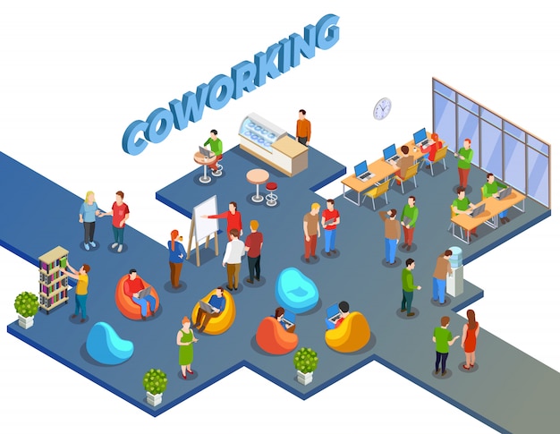 Composizione coworking nello spazio aperto