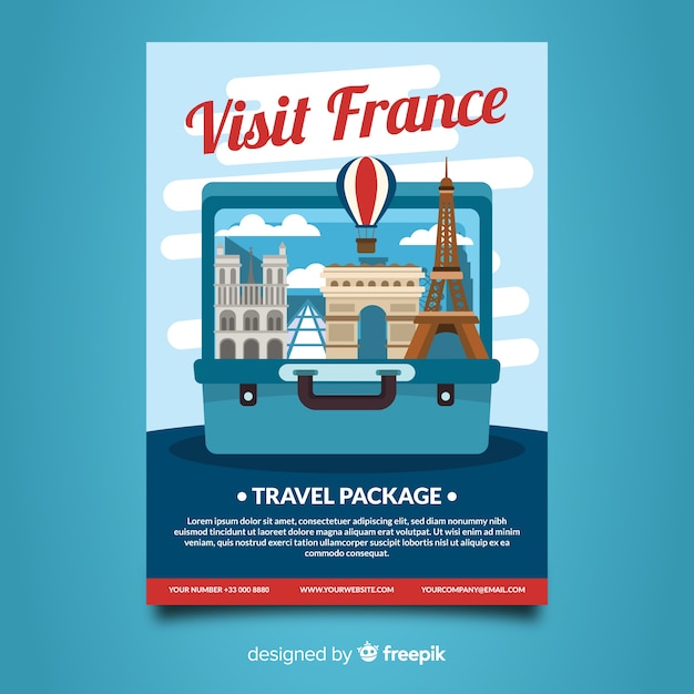 Free vector open suitcase travel flyer template