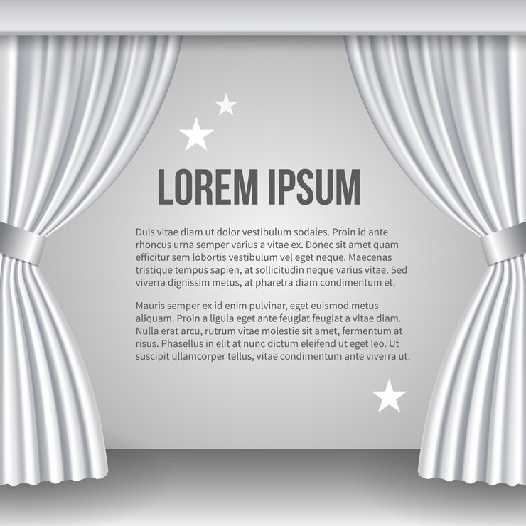 Free Vector open white curtain. space for text. scene and view, show and ceremony. vector illustration