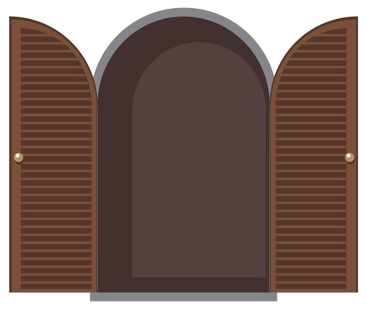 Free Vector open wooden shuttered doorway