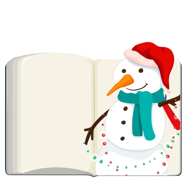 Opened blank book with snowman