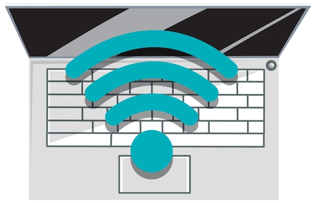 Opened laptop and wifi symbol