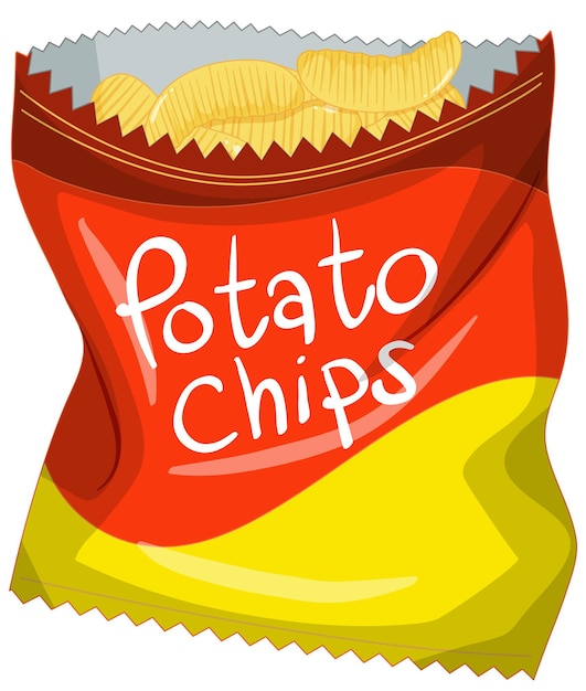 Free vector opened pack of potato chips isolated