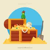 Free vector opened treasure chest with flat design