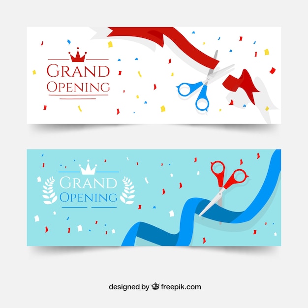 Free vector opening banners with colorful confetti