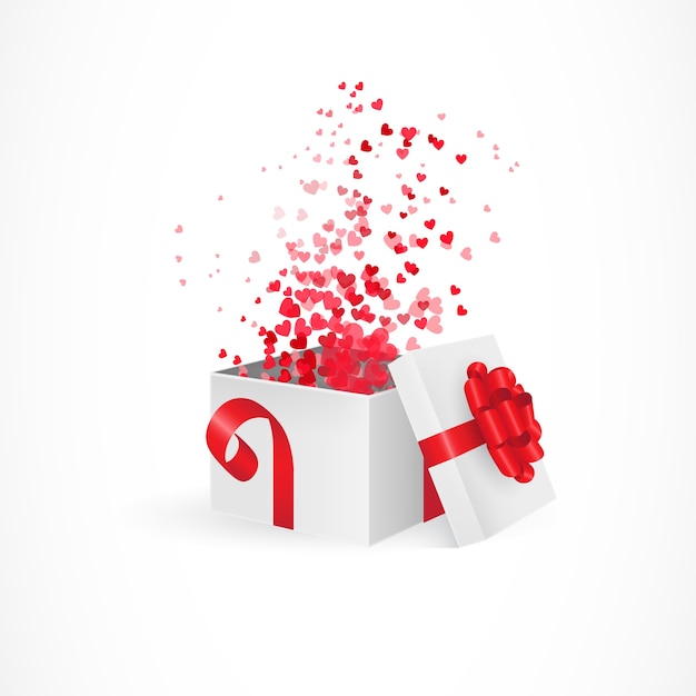 Free vector opening gift box for valentines day