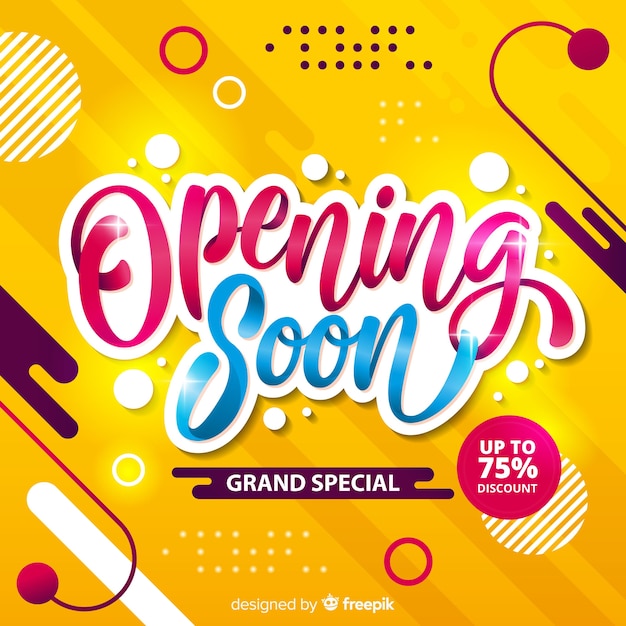 Free vector opening soon abstract yellow background