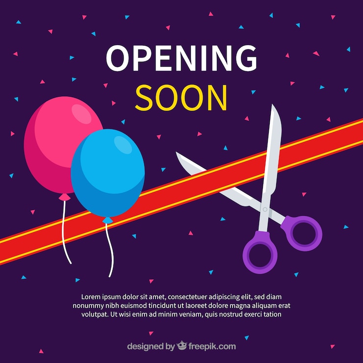 मुफ़्त वेक्टर opening soon background with balloons