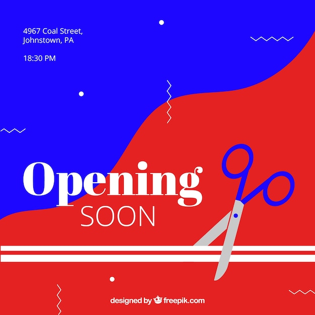 Opening soon background with scissor