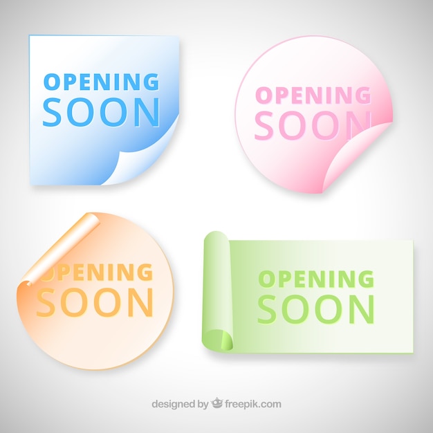 Opening soon background with stickers