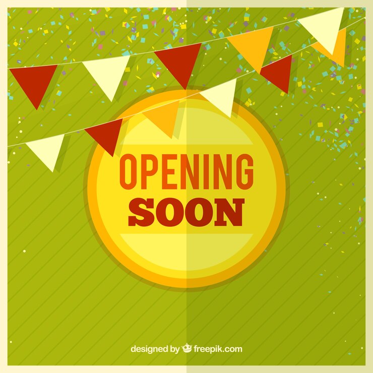 मुफ़्त वेक्टर opening soon composition with flat deisgn