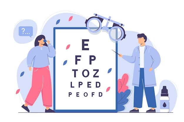 Ophthalmologist check eyesight with eye test chart