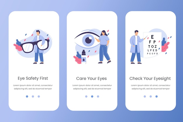 眼科医の医師は視力フラットウェブサイトテンプレートを確認します