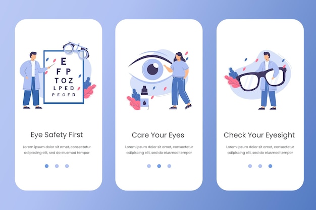 Free vector ophthalmologist doctor check eyesight flat website template