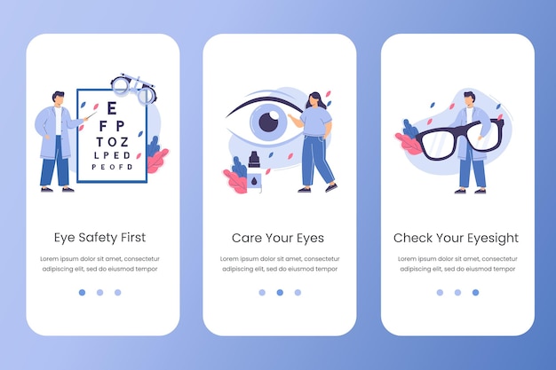 Ophthalmologist doctor check eyesight flat website template