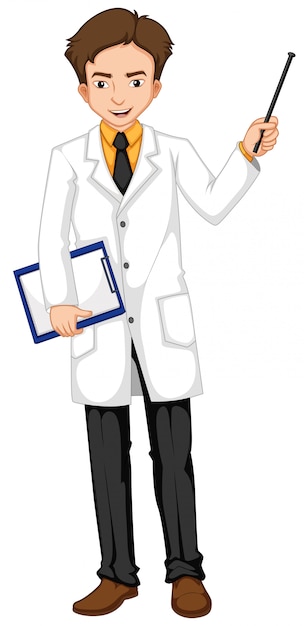 Free vector ophthalmologist holding file and stick