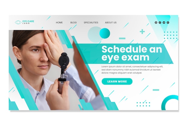 Free vector ophthalmologist landing page template