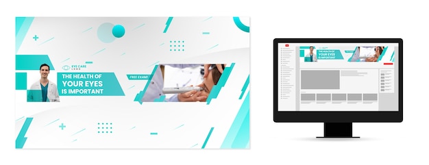 Бесплатное векторное изображение Художественный шаблон канала офтальмолога на youtube