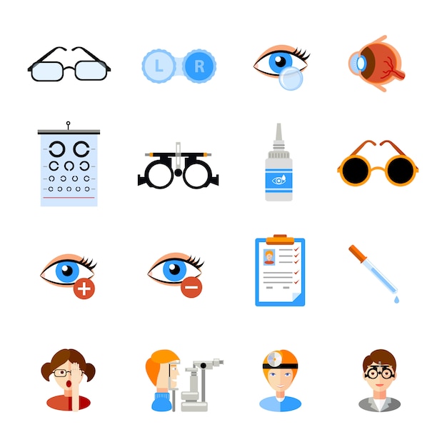 Free vector ophthalmology icons set