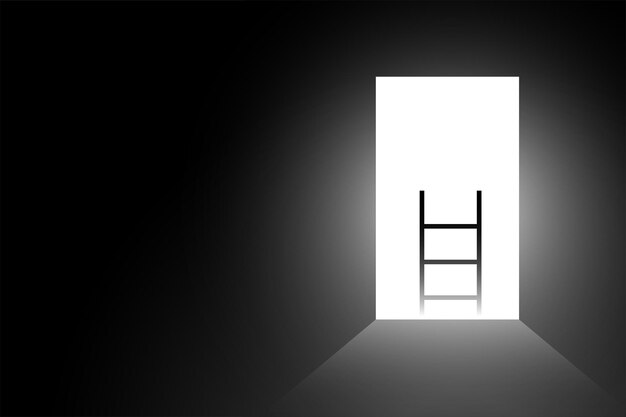 Opportunity or vision concept background with ladder on open door design