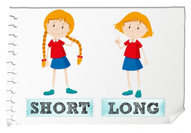 Free vector opposite adjectives short and long