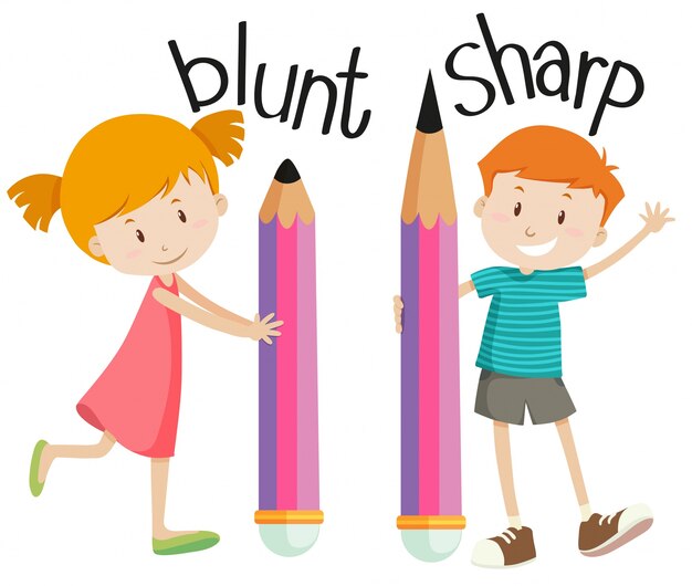 Free vector opposite adjectives with blunt and sharp