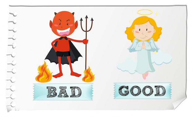 Free vector opposite adjectives with good and bad