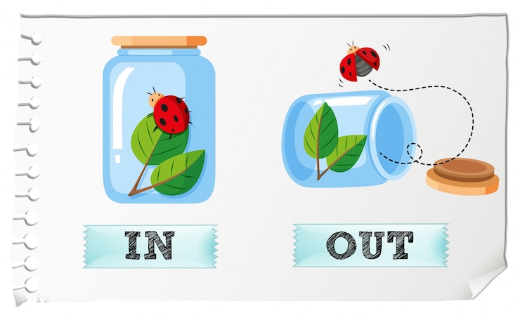 Free Vector opposite adjectives with in and out