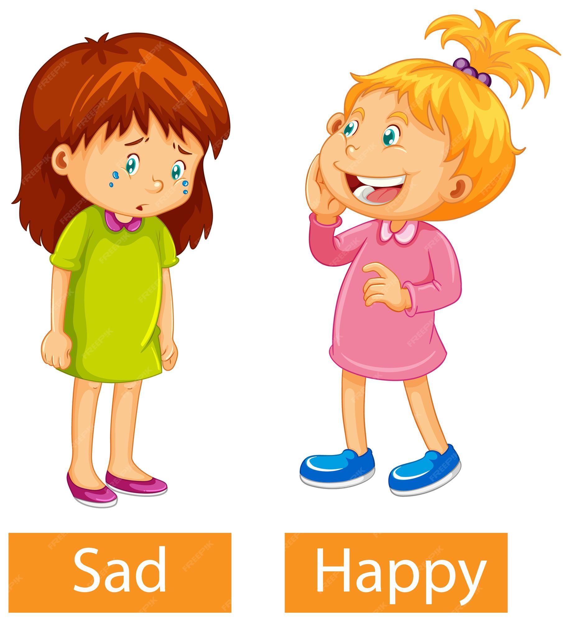 Free Vector | Opposite adjectives words with happy and sad