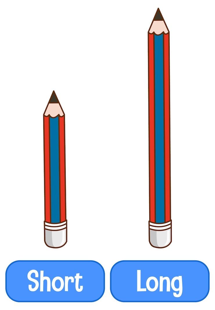 Free Vector opposite adjectives words with short and long