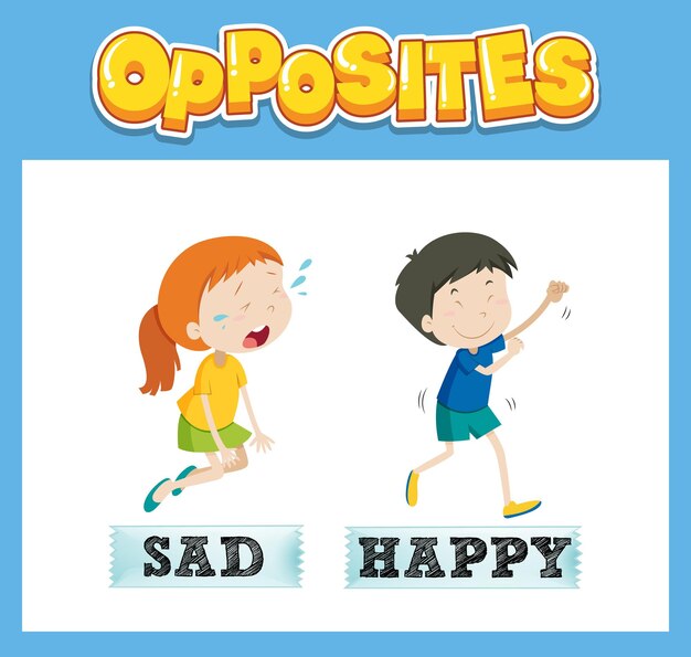 Бесплатное векторное изображение Противоположные английские слова для детей