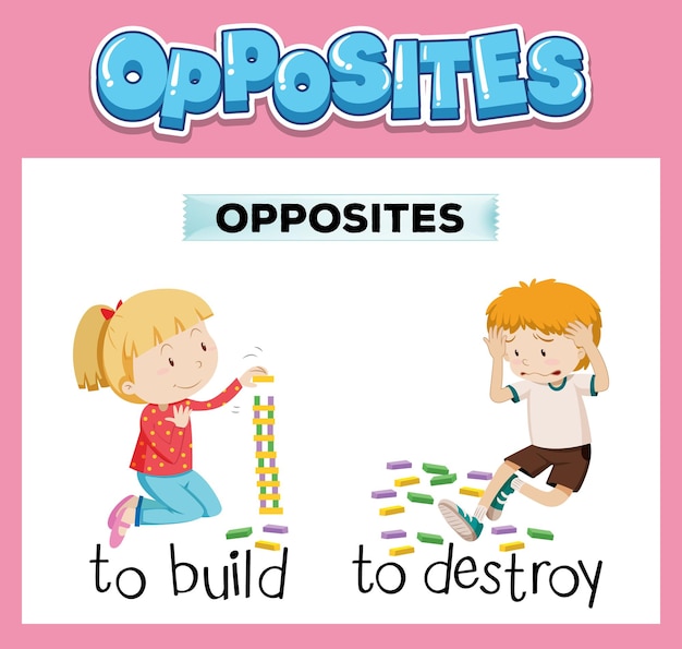 Free vector opposite english words for kids