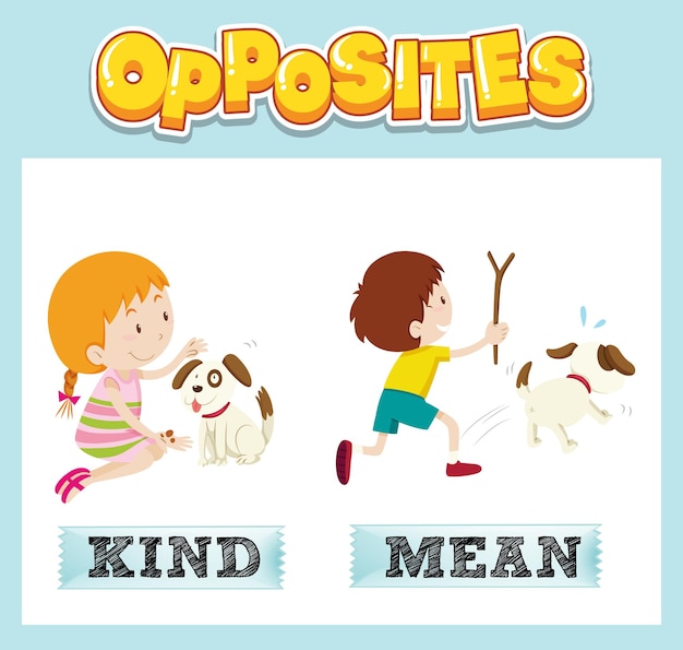 Free vector opposite english words for kids